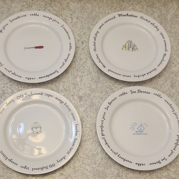 Pottery Barn Cocktail Recipe Plate Set of 4 - Picture 1 of 6